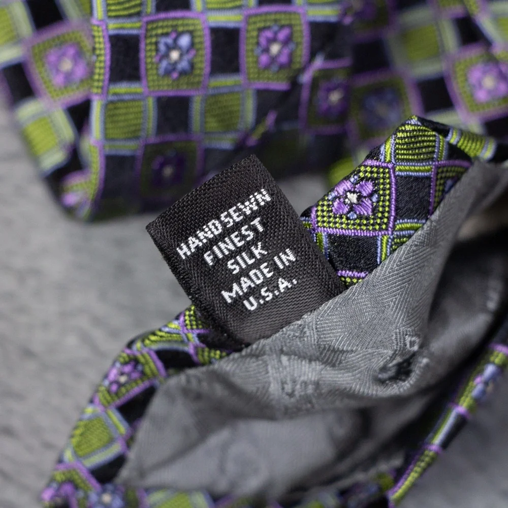 Robert Talbott‎ Best of Class Mens Silk Tie Green Purple Geometric Floral